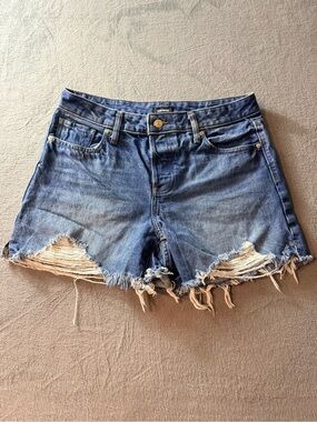 Express - Distressed Blue Denim Jean Shorts